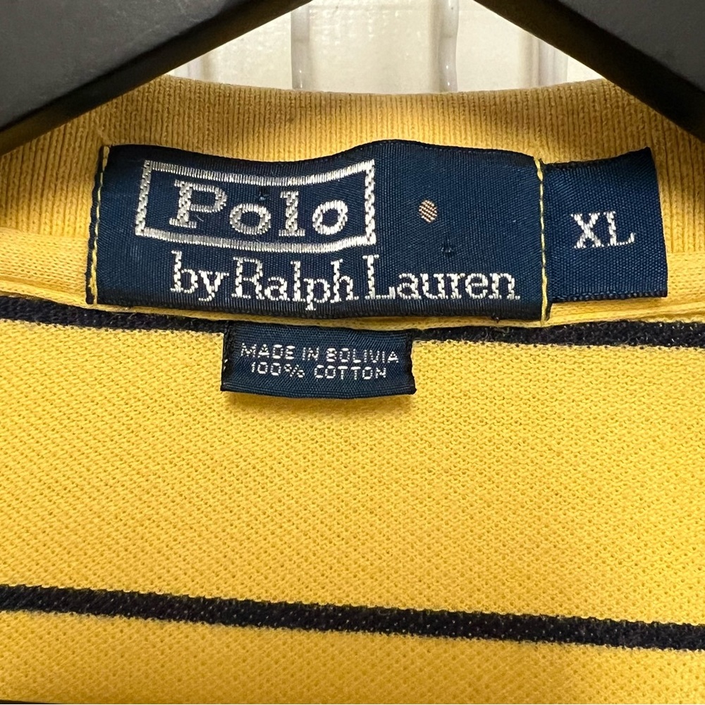 Polo by Ralph Lauren Yellow and Navy Striped Polo Shirt - Picture 6 of 13